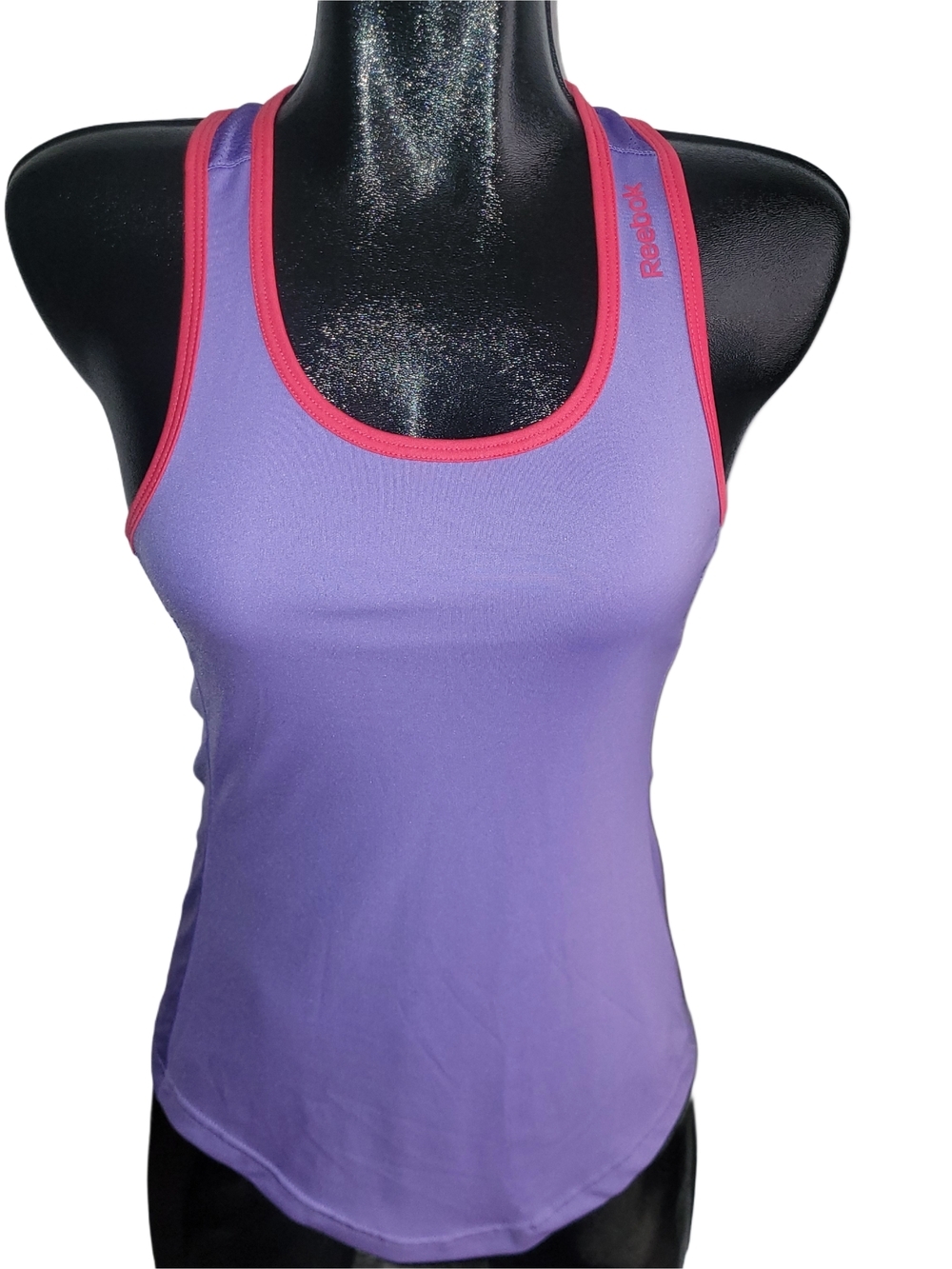 Reebok Purple Racerback Tank with Pink Trim Size XS